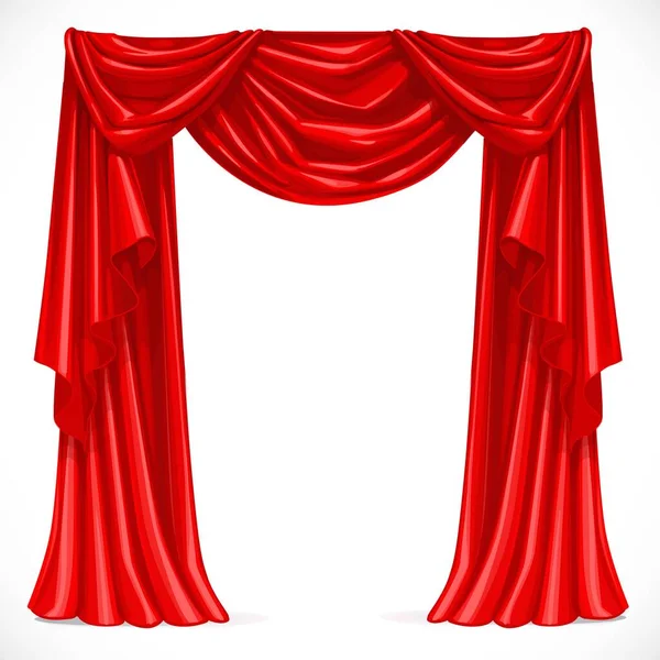 Red Curtain Draped Pelmet Isolated White Background — Stock Vector