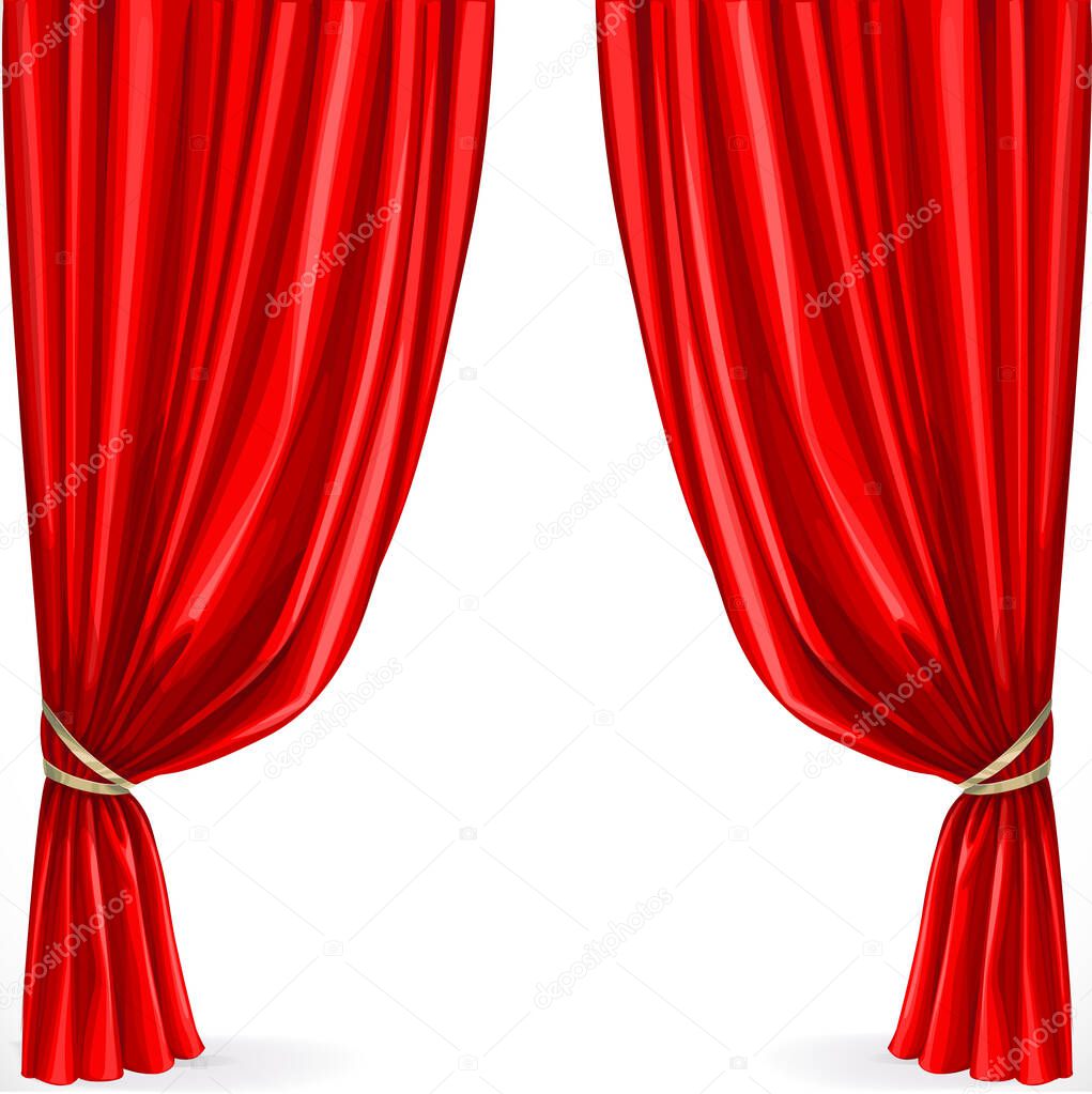 Red curtain isolated on a white background