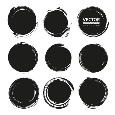 Beyaz arka planda izole edilmiş siyah dokulu katı daire lekeleri