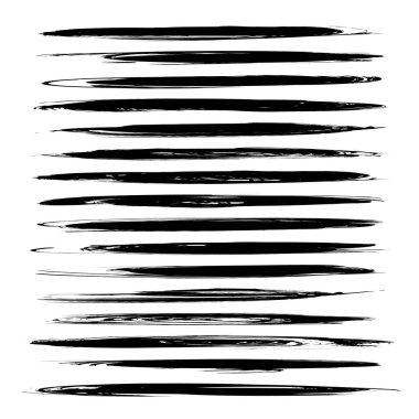 Beyaz bir arkaplanda izole edilmiş siyah, uzun, ince, soyut desenli lekeler.