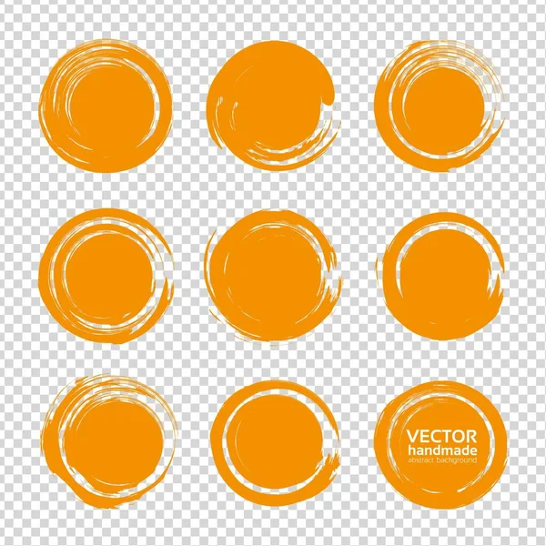 Abstrakte Orange Runde Strukturierte Abstriche Isoliert Auf Transparentem Hintergrund — Stockvektor