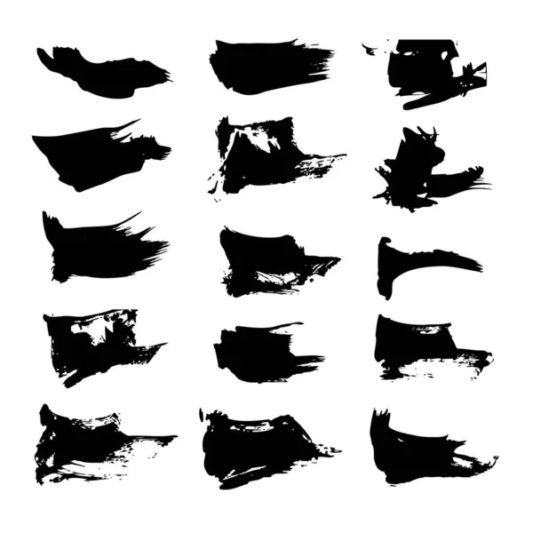抽象的黑色纹理涂片 在白色背景上隔离 — 图库矢量图片