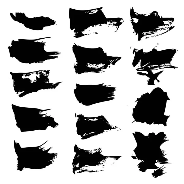 Manchas Texturizadas Abstractas Negras Aisladas Sobre Fondo Blanco — Vector de stock