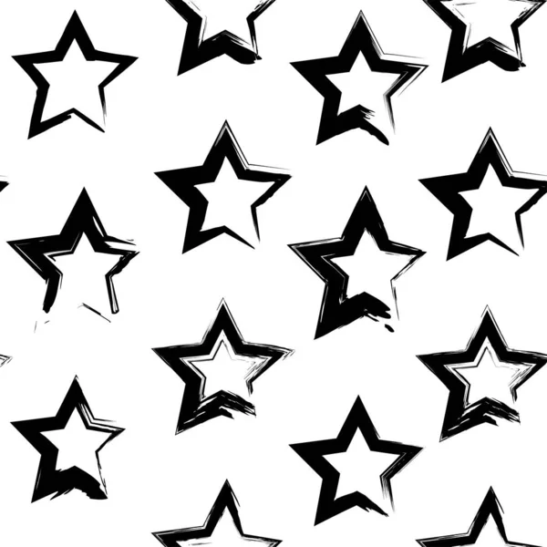 Patrón Sin Costuras Partir Manchas Texturizadas Abstractas Forma Estrella Negra — Vector de stock