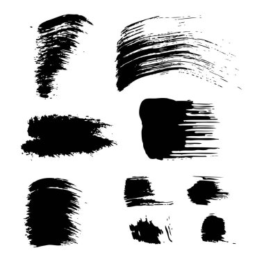 Beyaz arka planda izole edilmiş siyah desenli lekelerin farklı formları