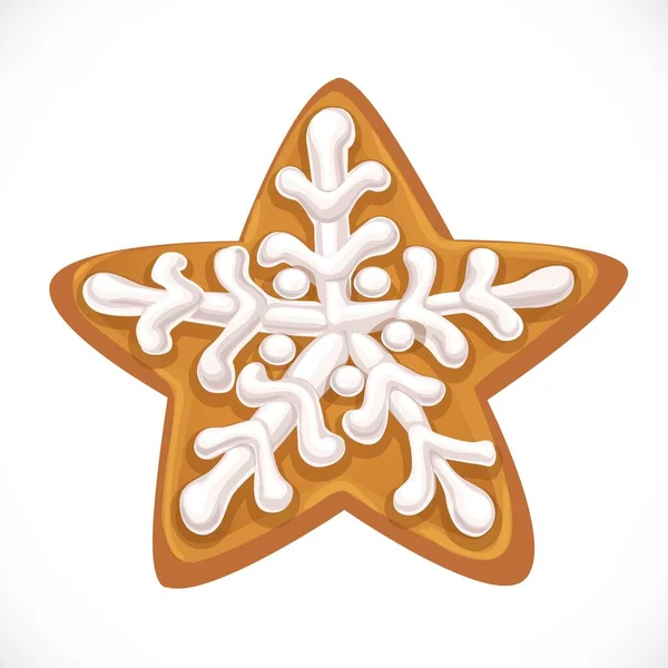 Pan Jengibre Navidad Forma Estrella Con Objeto Hielo Aislado Sobre — Archivo Imágenes Vectoriales