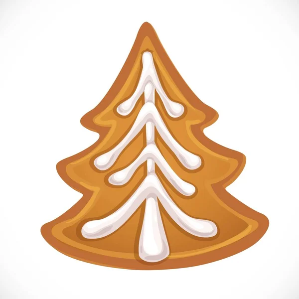 Christmas Gingerbread Form New Year Tree Glaze Object Isolated White — Stock Vector