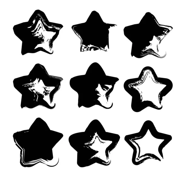 Manchas Textura Negra Abstracta Forma Estrella Aislada Sobre Fondo Blanco — Vector de stock