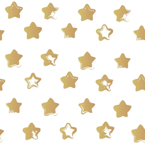 Patrón Inconsútil Manchas Texturizadas Abstractas Oro Forma Estrella Aislada Sobre — Vector de stock