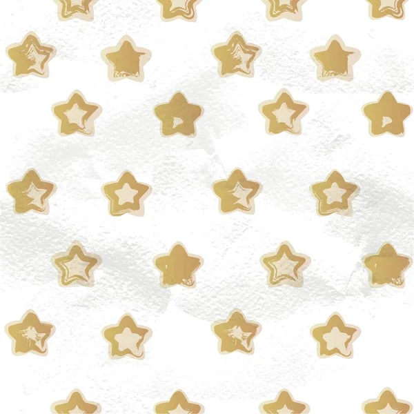 Patrón Grunge Inconsútil Manchas Texturizadas Oro Abstracto Forma Estrella Aislada — Vector de stock