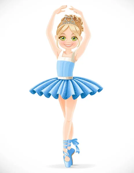 Ballerina Mädchen Mit Einem Diadem Haar Das Auf Zehen Spitzenschuhen — Stockvektor