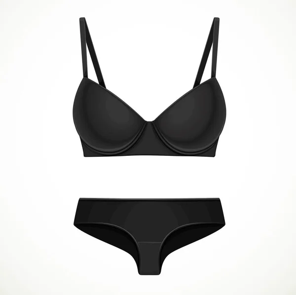 Reggiseno Nero Mutandine Oggetti Isolati Sfondo Bianco — Vettoriale Stock