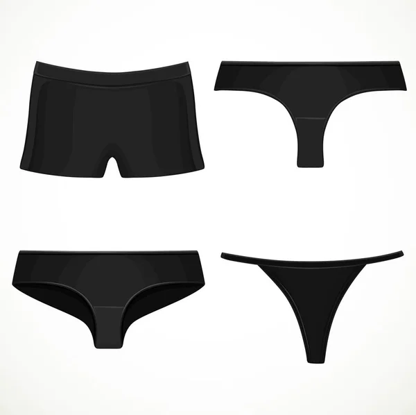 Schwarze Höschen Bikini Panti Boxer Isoliert Auf Weißem Hintergrund — Stockvektor