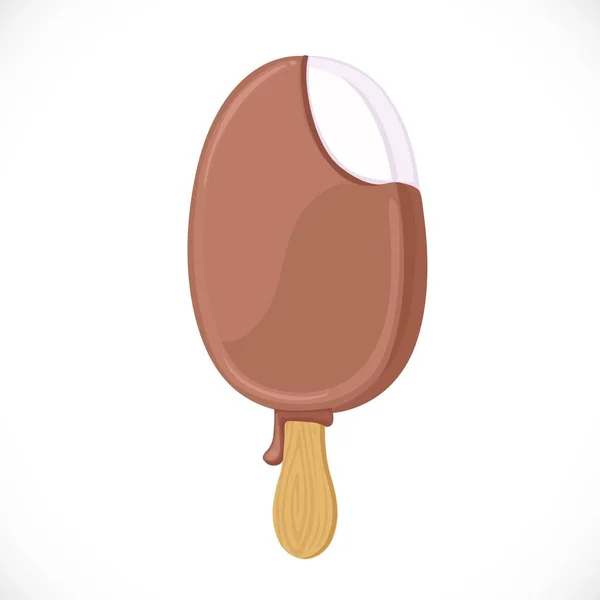 Мороженое Шоколадной Глазури Палочке Белом Фоне — стоковый вектор