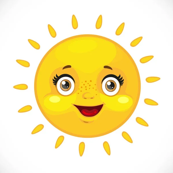 Lindo Sol Sonriente Bebé Aislado Sobre Fondo Blanco — Vector de stock