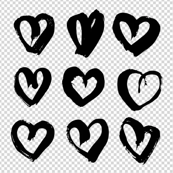 Αφηρημένη Μαύρη Υφή Κηλίδες Σχήμα Καρδιάς Που Απομονώνονται Απομίμηση Διαφανές — Διανυσματικό Αρχείο