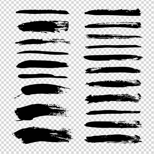 仿制透明背景分离的纹理抽象黑色涂片 — 图库矢量图片