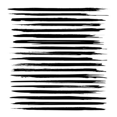 Uzun ince siyah soyut lekeler beyaz bir arkaplanda izole edildi