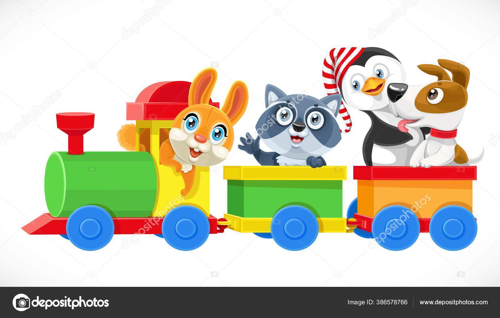 Toy Train Soft Toys Hare Dog Penguin Raccoon Ride Wagons Stock Vector Image by ©yadviga #386578766 Toy Train Soft Toys Hare Dog Penguin Raccoon Ride Wagons Stock Vector Image by ©yadviga #386578766