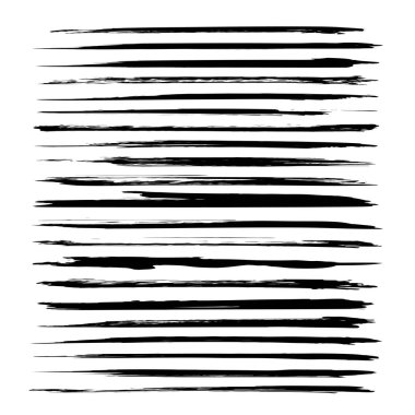 Siyah, uzun ince, soyut lekeler beyaz arkaplanda izole edilmiş.