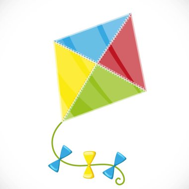 Beyaz arkaplanda izole edilmiş eşkenar dörtgen şeklinde uçurtma