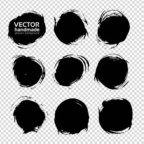 Black Abstract Smears Set Isolated Imitation Transparent Background — Stock Vector