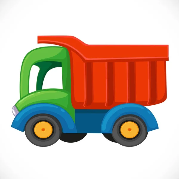 Brinquedo Para Crianças Cor Plástico Caminhão Descarga Isolado Fundo Branco — Vetor de Stock
