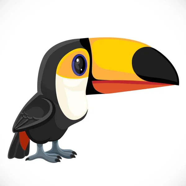 Carino Cartone Animato Giocattolo Luminoso Uccello Toucan Isolato Sfondo Bianco — Vettoriale Stock