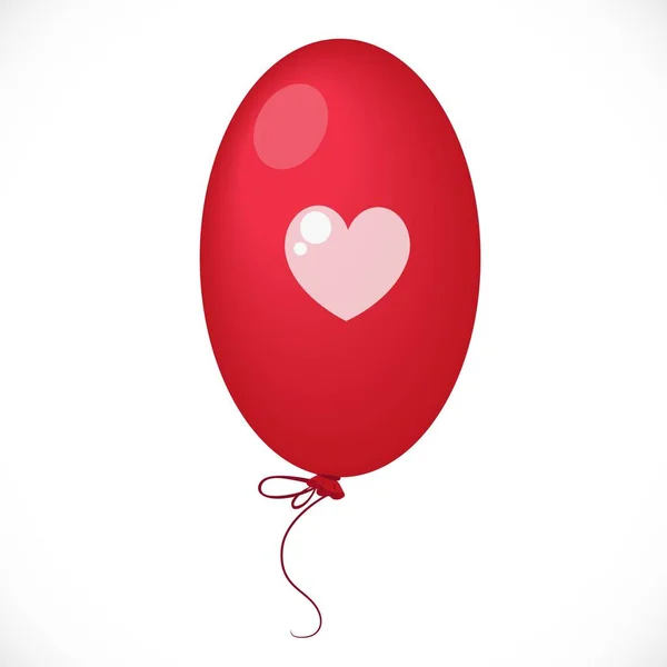 Ovaler Ballon Mit Der Zeichnung Eines Herzens Auf Weißem Hintergrund — Stockvektor