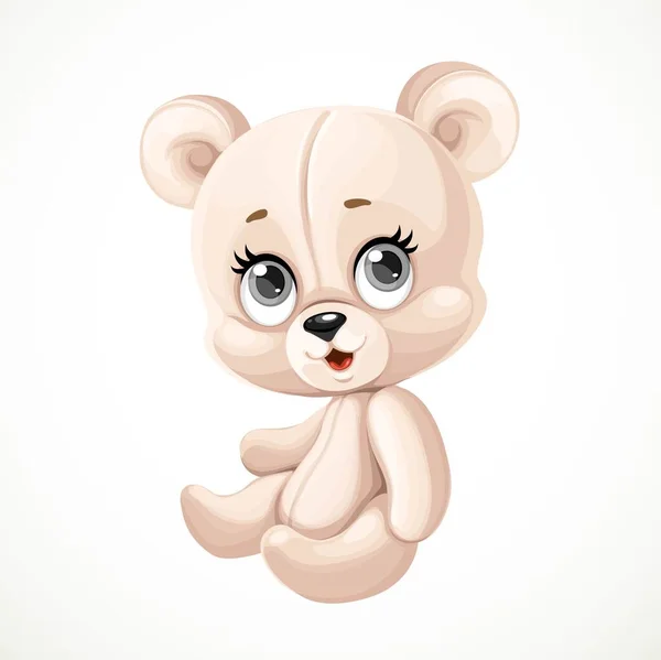 Lindo Juguete Osito Peluche Sentarse Sobre Fondo Blanco — Vector de stock