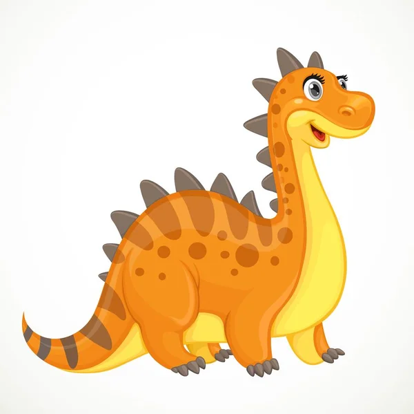 Schattig Oranje Dinosaurus Speelgoed Geïsoleerd Witte Achtergrond — Stockvector