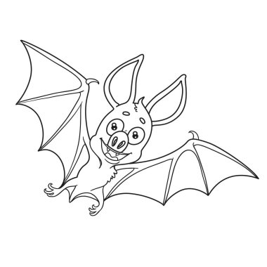 Boyama sayfası için özetlenmiş şirin Cadılar Bayramı yarasası