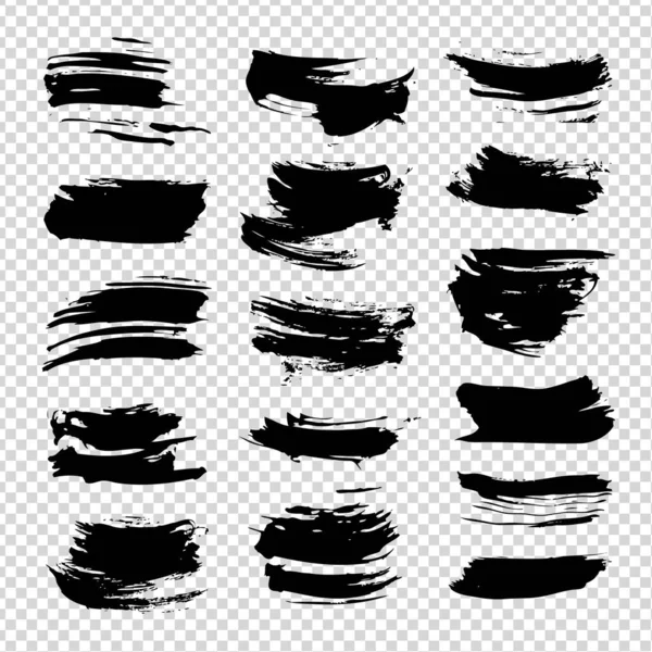 Текстурированные Абстрактные Черные Штрихи Прозрачном Фоне Имитации — стоковый вектор