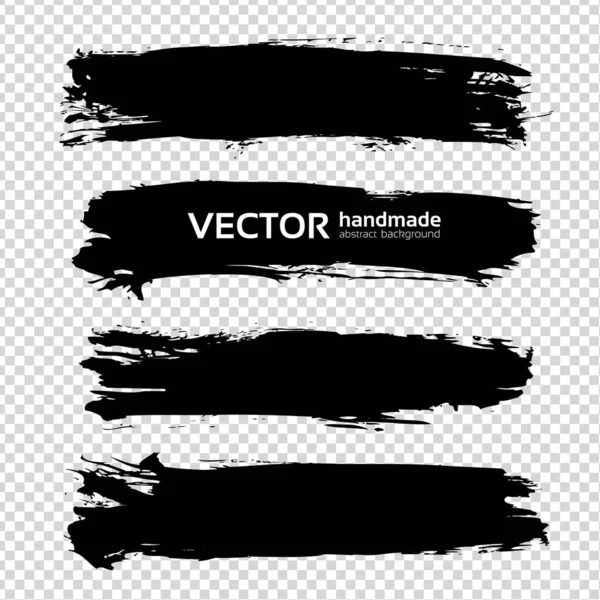 Long Abstrait Texturé Noir Traits Lisses Mis Sur Fond Transparent — Image vectorielle
