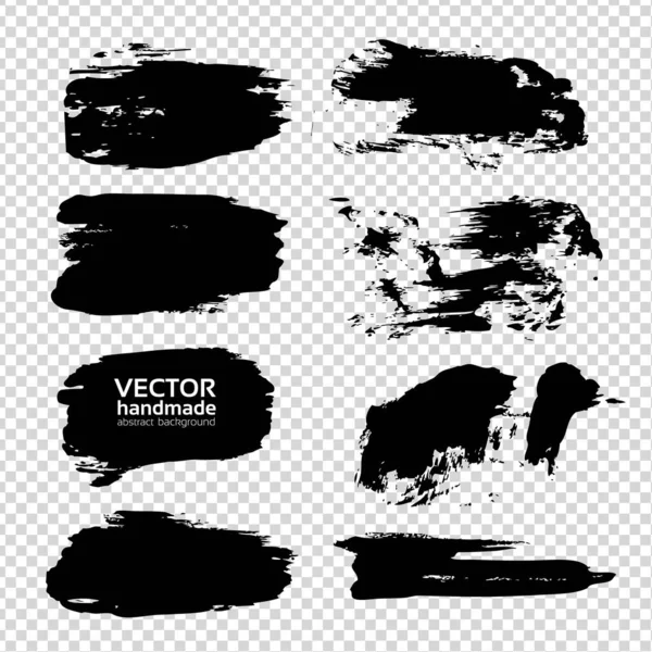 Abstract Textured Smooth Strokes Set Imitation Transparent Background — Stock Vector