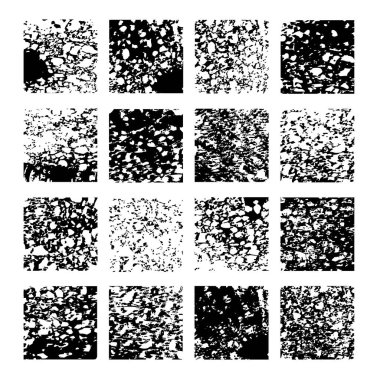 Soyut desenli büyük mürekkep seti. Beyaz arka planda izole edilmiş kalın iz.
