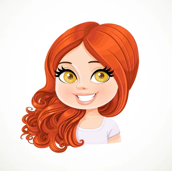 Beautiful Girl Brunette Red Hair Shifted Shoulder Portrait Isolated White — Stock Vector