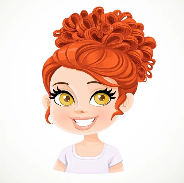 Belle Fille Brune Avec Longs Cheveux Rouges Disposés Dans Portrait — Image vectorielle