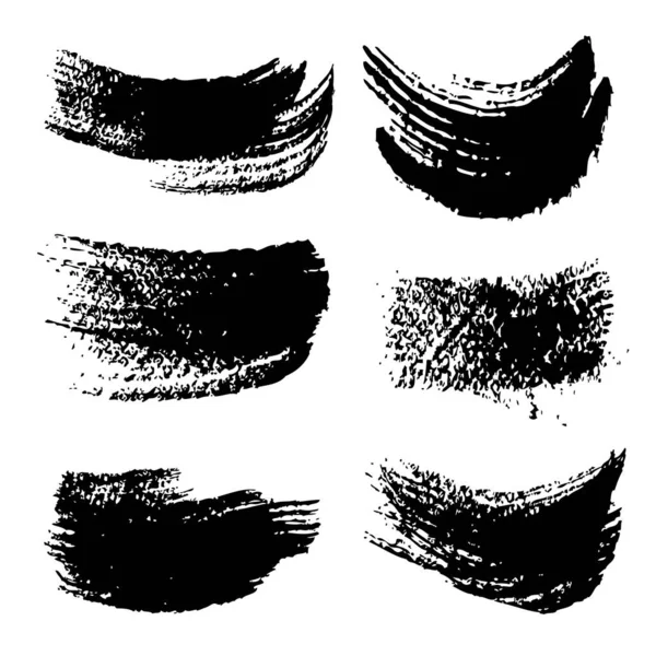 Abstract Black Ink Paint Strokes Set Isolated White Background — Stock Vector