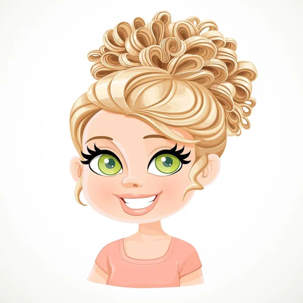 Όμορφη Ξανθιά Κοπέλα Μακριά Μαλλιά Τοποθετημένα Ένα Υψηλό Βράδυ Hairstyle — Διανυσματικό Αρχείο