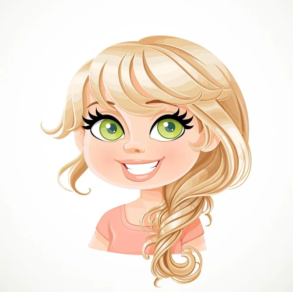 Beautiful Blond Girl Her Hair Carelessly Braided Plait Portrait Isolated — Stock Vector