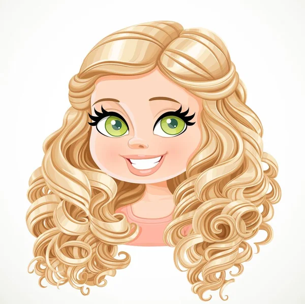 Hermosa Chica Rubia Con Corte Pelo Bob Con Retrato Flequillo — Vector de stock