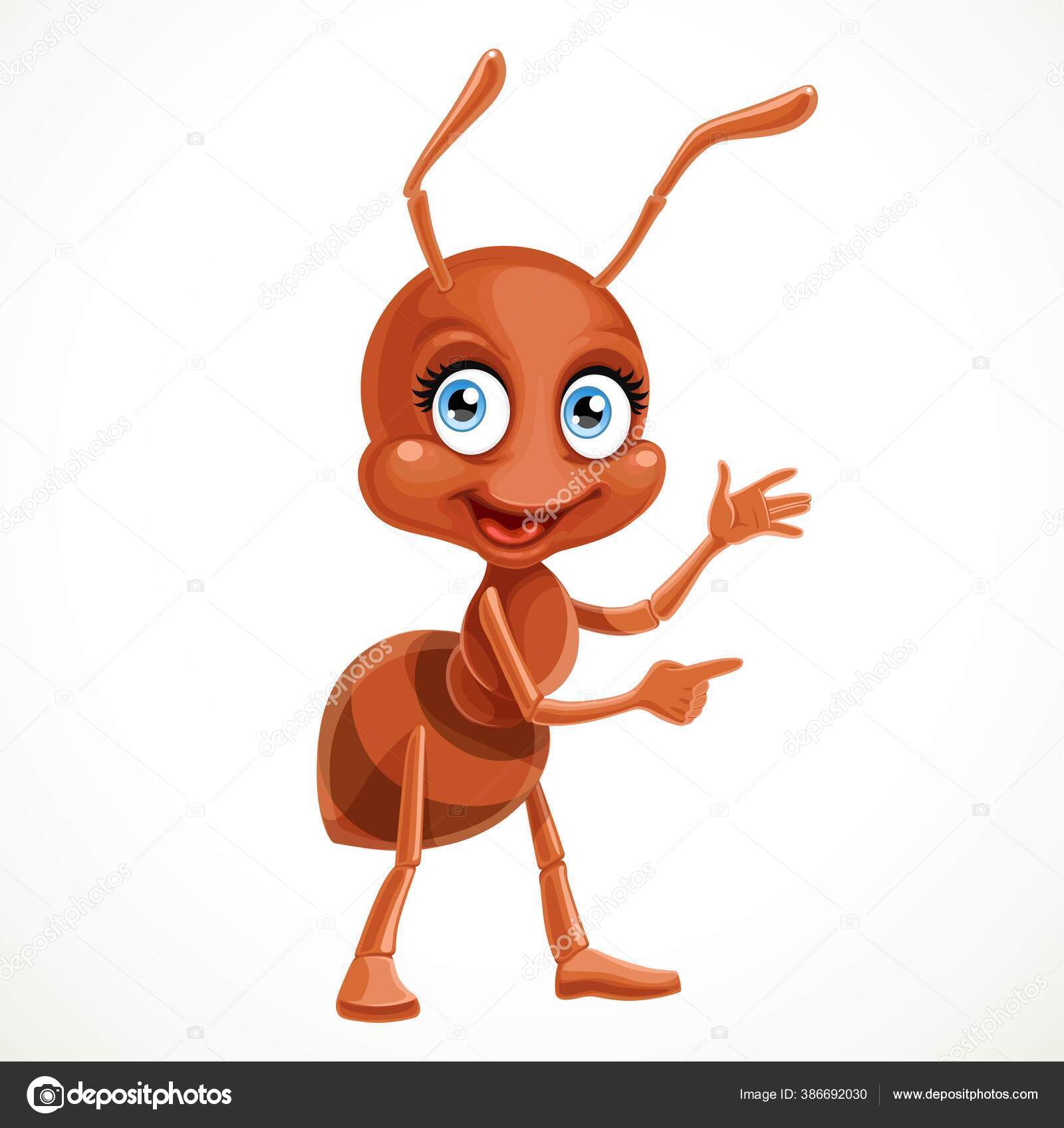 Formiga Desenho Animado Bonito Diz Algo Isolado Fundo Branco Vetor de  ©yadviga 386692030, image size:1600x1696