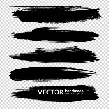 Taklit şeffaf arkaplan üzerinde desenli uzun mürekkep siyah fırça darbeleri