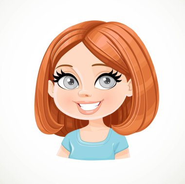 Kısa saç kesimi olan güzel esmer kız beyaz arka planda izole edilmiş.