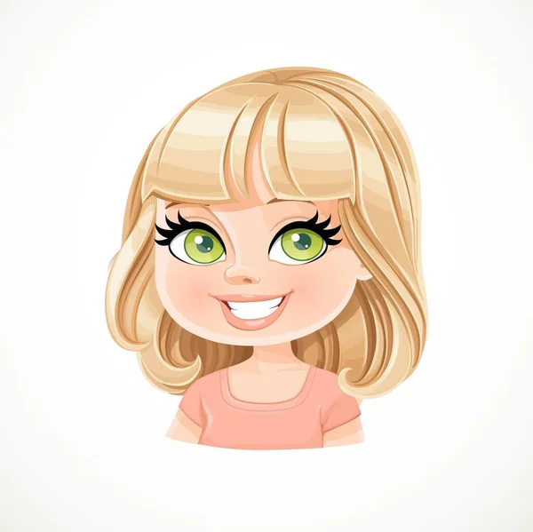 Belle Fille Blonde Avec Une Coupe Cheveux Bob Avec Une — Image vectorielle