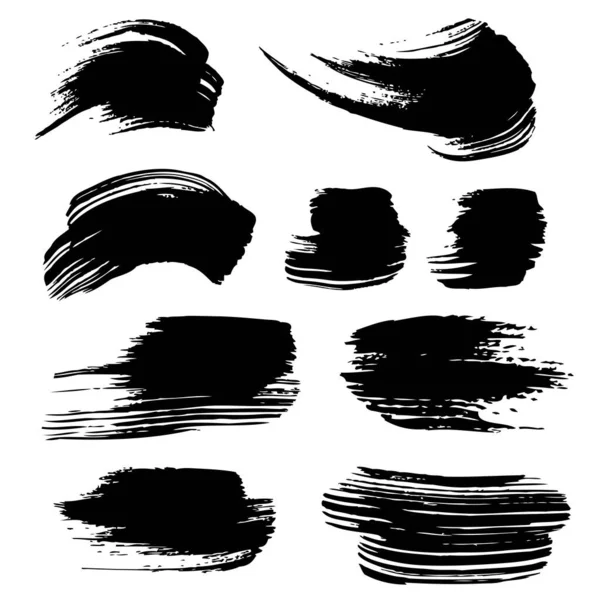 Abstract Black Ink Strokes Isolated White Background — Stock Vector