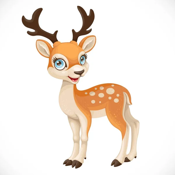 Cute Cartoon Dappled Deer Isolated White Background — Stock Vector