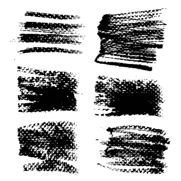 Tinta Negra Texturizada Abstracta Trazos Suaves Sellos Aislados Sobre Fondo — Vector de stock