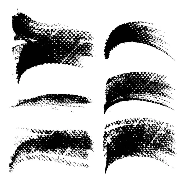 Zwarte Inkt Abstracte Gladde Slagen Stempels Geïsoleerd Een Witte Achtergrond — Stockvector